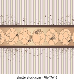 banner with eggs on striped background