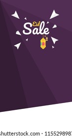 Banner Eid Mubarak Sale, flyer promotion on social media, swipe up arabic design
