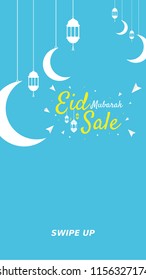 Banner Eid Mubarak Sale, flyer promotion on social media, swipe up arabic design