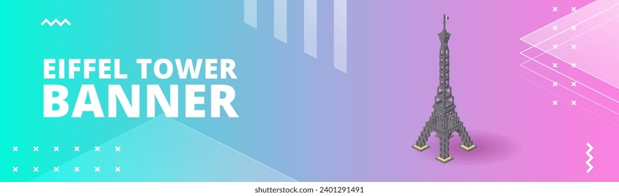Banner con la Torre Eiffel para impresión y diseño. Ilustración vectorial.