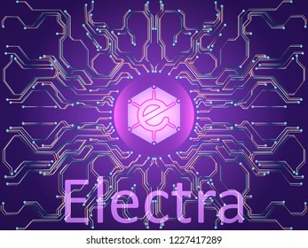 Banner electra and dark blue background . Stock illustration. Crypto currency symbol