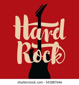 banner with an electric guitar and the words Hard Rock