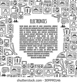 Banner  electronics icons sketch design illustration. Electronics vector illustration background