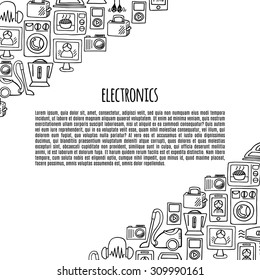 Banner  electronics icons sketch design illustration. Electronics vector illustration background