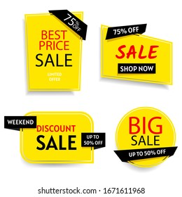 Banner elements, discount tag collection, special offer. Price element, Sale icons. Sale tags. 