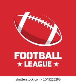 Banner or emblem design with American Football ball icon. Vector illustration