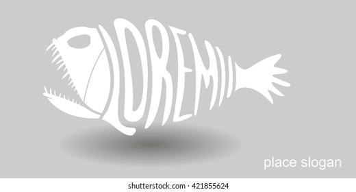 A banner with the emblem in the form of a stylized skeleton predatory fish with inscription