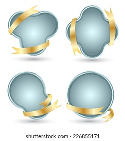 Banner embroidery set with gold ribbon. Vector illustration. Can use for printing and website.