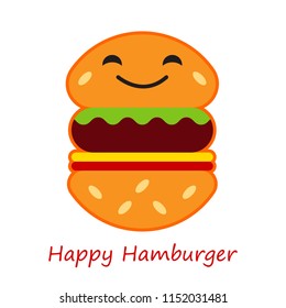 Banner Emotions Hamburger. Cute cartoon. Vector illustration.