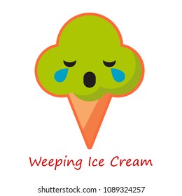 Banner Emotions Ice Cream. Cute cartoon. Vector illustration.