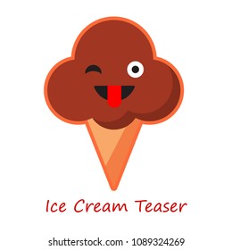 Banner Emotions Ice Cream. Cute cartoon. Vector illustration.