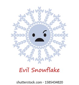 Banner. Emotions Knitted Snowflakes. Cute cartoon. Vector illustration for web design or print.