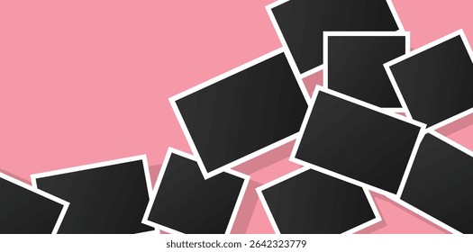 banner of empty photo frames. Realistic vector mockups.
