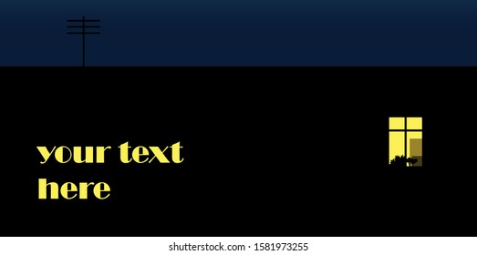 Banner with empty space. Building with lighting window