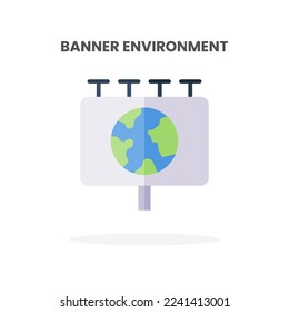Banner Environment icon flat. Vector illustration on white background. Can used for web, app, digital product, presentation, UI and many more.