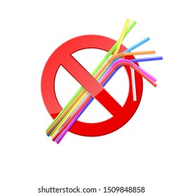 Banner for environmental day. Stop use plastic straws. Say No pollution of nature. Vector illustration