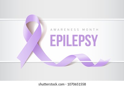 Banner with Epilepsy Awareness Realistic Ribbon. Design Template for Websites Magazines