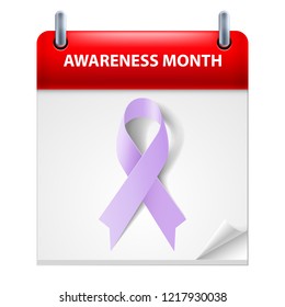 Banner with Epilepsy Awareness Realistic Ribbon, Illustration on Calendar Page. Design Template for Websites Magazines