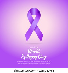 Banner with Epilepsy Awareness Realistic Ribbon. Design Template for Websites Magazines - Vector 