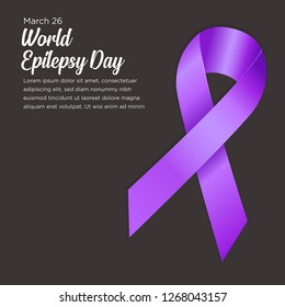 Banner with Epilepsy Awareness Realistic Ribbon. Design Template for Websites Magazines - Vector 