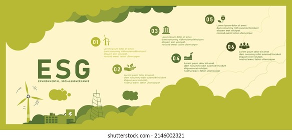 Banner ESG - Environment, Society and Governance with icons in infographic concepts solving environmental, social and management problems with icons vector