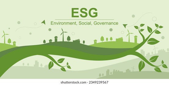 Banner ESG - Sociedad del Medio Ambiente y Gobernanza Conceptos ESG sobre el medio ambiente social