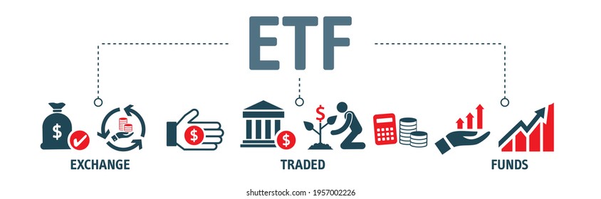 Banner ETF Concept. ETFs Exchange Traded Funds Stock Market Investment vector icons