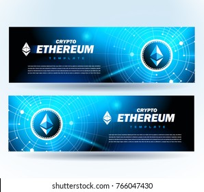 Banner ethereum cryptocurrency theme blue color