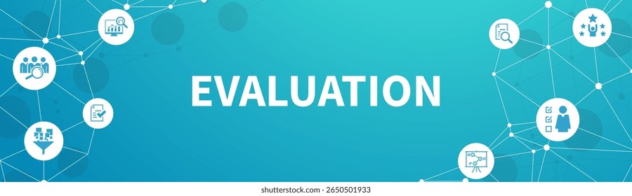 Conceito de avaliação de banner. Avaliação, análise, desempenho, aprimoramento, resultados e conceito de ilustração vetorial de feedback.