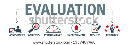 Banner evaluation concept. Assessment, Analysis, performance, improvement, results and fedback vector illustration concept.