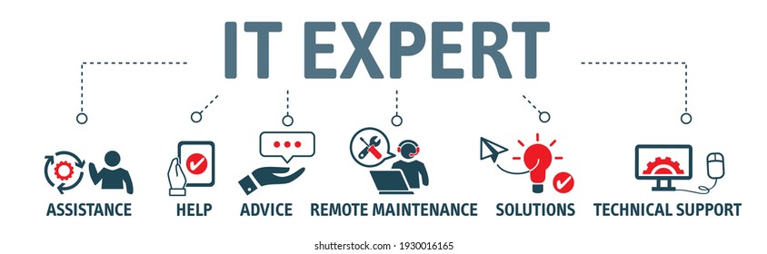 Banner Of IT Expert Concept. IT Expert, Information Technology Advice Or Services. Vector Illustration 