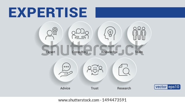Banner\
expertise concept. Expert, consulting, knowledge, team, advice,\
trust and research vector illustration\
concept.