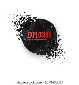 Banner Explosion  Simulation. Explode And Destruction. Circle Shatter Effect. Vector Illustration Isolated On Whide Background