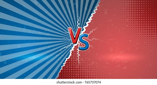 Banner with an explosive manifestation of confrontation. Creative letters VS us a symbol of versus on retro background. Vector illustration