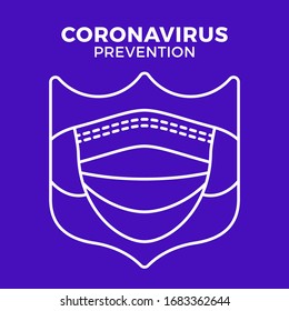 Banner face mask in shield icon prevention coronavirus. concept protection covid-19 sign vector illustration. COVID-19 prevention design background.