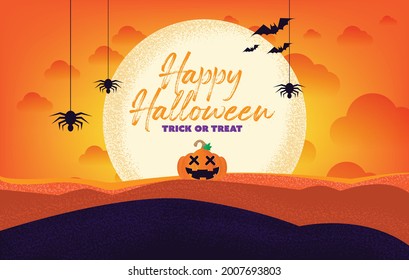 banner for faestival of happy halloween pumpkin spooky, the jack o lantern story, vector illustration, horror night party