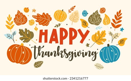  banner for the fall festival of thanksgiving day. Poster with fall vegetables and plants for holiday in orange and yellow shades for advertising or web