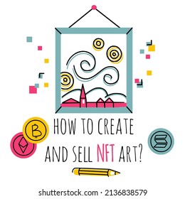 Banner with famous stylized painting as NFT art. Great for banners, on boarding screens, social media and any other web recourses.