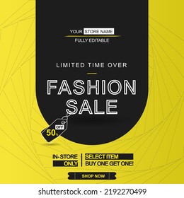 banner fashion sale with yellow icon and copy space area