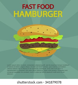 banner with fast food. hamburger. vector illustration