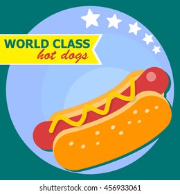 banner for fast food with a hot dog. Vector illustration for your design