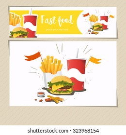 Banner fast food, vector