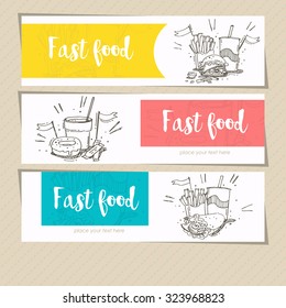 Banner fast food, vector