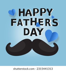 banner for fatherday with love and moustache blue background