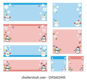 banner and Featured Image set of snowman and snow crystal 