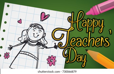 Poster Doodle Drawings Teachers Day Celebration Stock Vector (Royalty ...