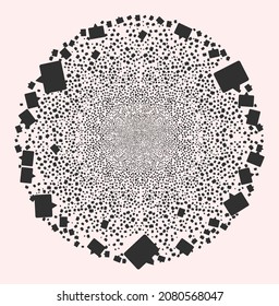 Banner festive round cluster. Object pattern is combined from scattered banner design elements as festive cluster. Abstraction round cluster collage combined from banner items.