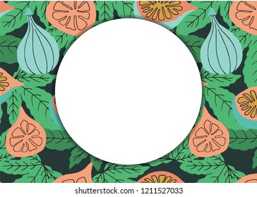 Banner with fig pattern in hand drawn style. For print, office, school. Vector illustration
