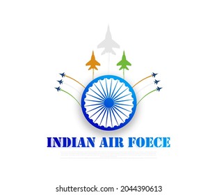 Banner with fighter planes flying in 3 direction Vector Illustration of Indian Air Force Day, observed on October 8. 