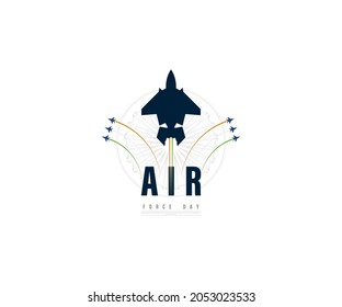 Banner with fighter planes flying Vector Illustration of Indian Air Force Day, observed on October 8. 